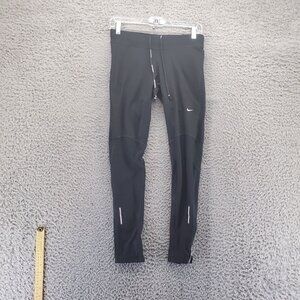 Nike Pants Womens Small Black Dri-Fit Running Tights Reflective Trim